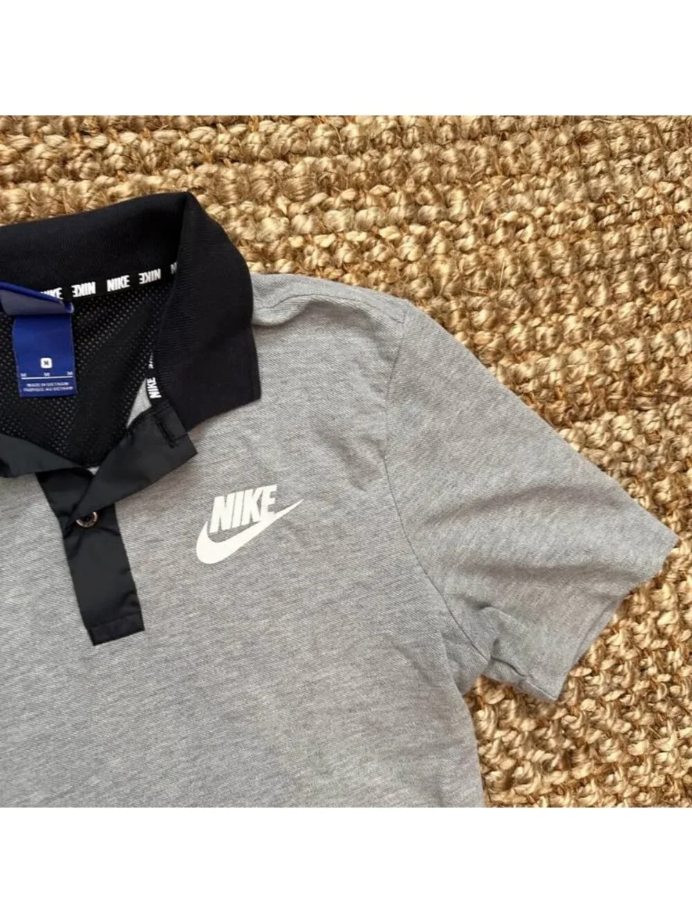 Nike Men's Sportswear Advance 15 Grey Black Rugby Polo Shirt (833861-063) Medium